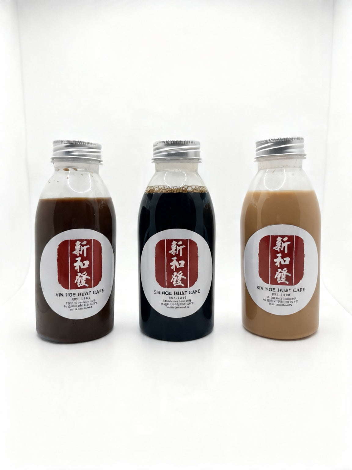 Three 400ml bottled Nanyang drinks from Sin Hoe Huat Cafe